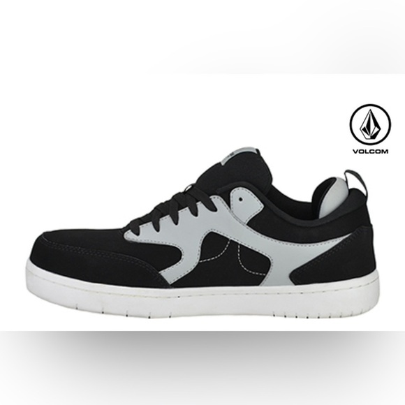 VOLCOM COMPOSITE TOE WEDGE SOLE METAL FREE WORK SHOE BLACK & WHITE VM30610 - Picture 4 of 7